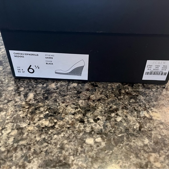 J. Crew Black Canvas Espadrille Wedges size 6.5 and 7. - Picture 4 of 7